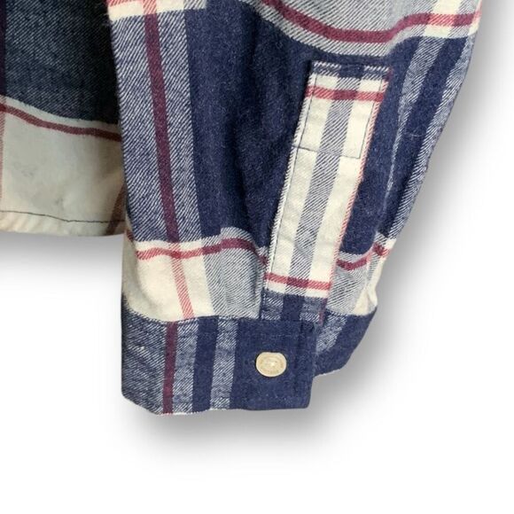 Weatherproof Vintage Plaid Flannel Comfort Stretch Navy Button-Down Shirt XL - Picture 3 of 13